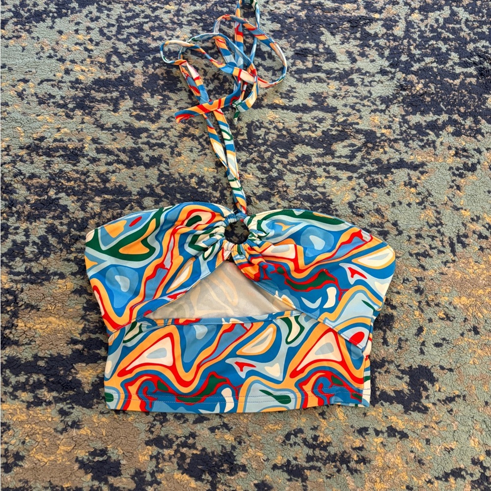 Colorful Abstract Print Halter Top